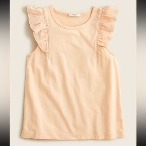 JCrew Crewcuts Girls' eyelet ruffle-sleeve tank in Misty Apricot XXS (2-3) NWT